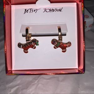 Betsey Johnson gingerbread man dangle earrings